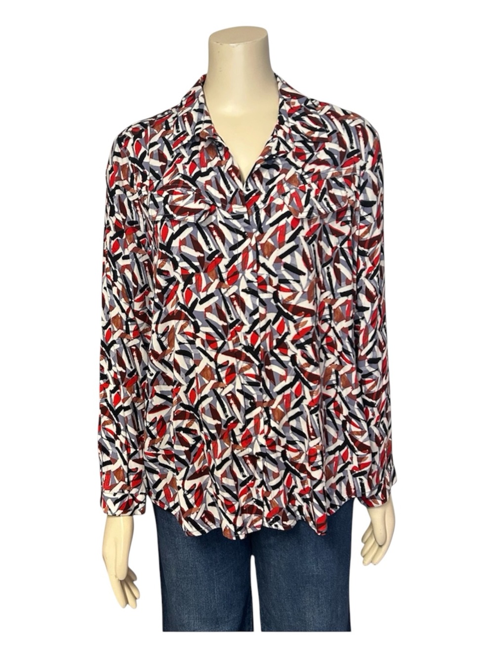 Nic + Zoe Long Sleeve Button Collar Shirt Womens Medium